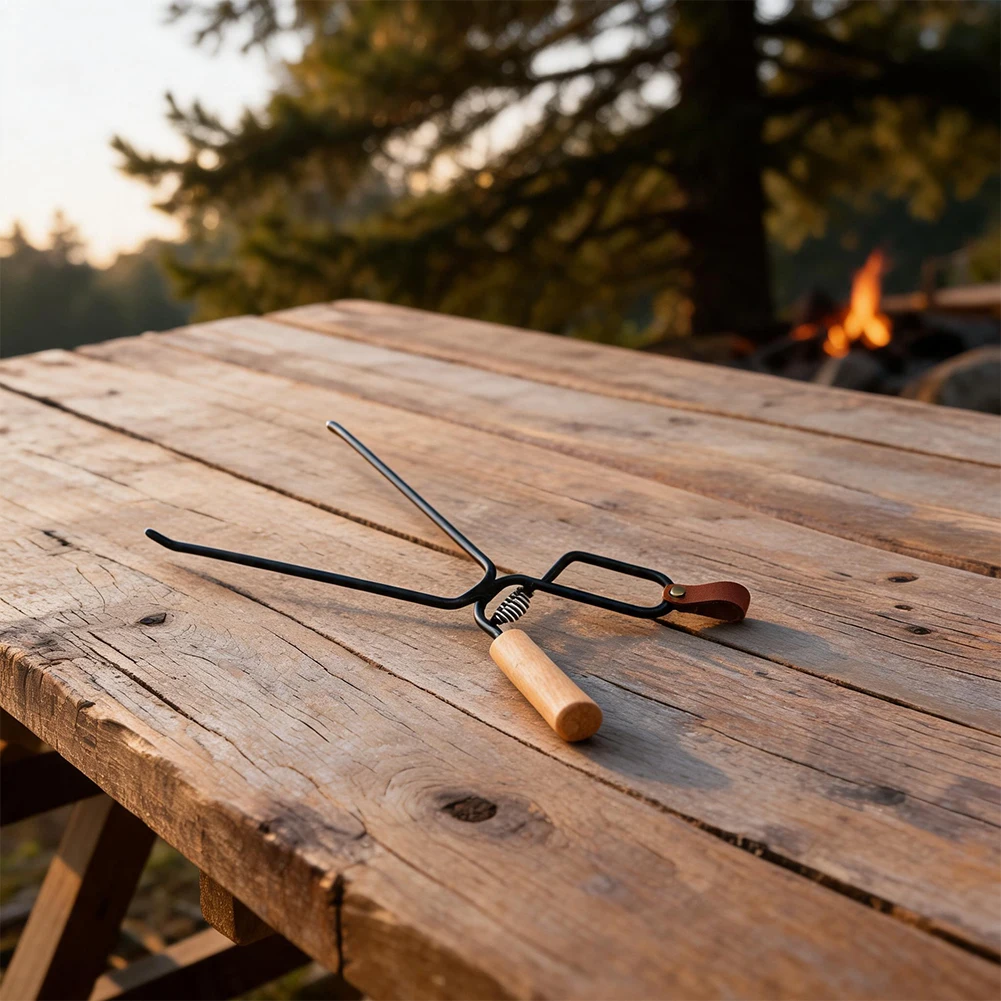 Robust Coated Fire for tongs with Spring Loaded Mechanism for Indoor Fireplace and Campfire Use 47.5x10cm Robust