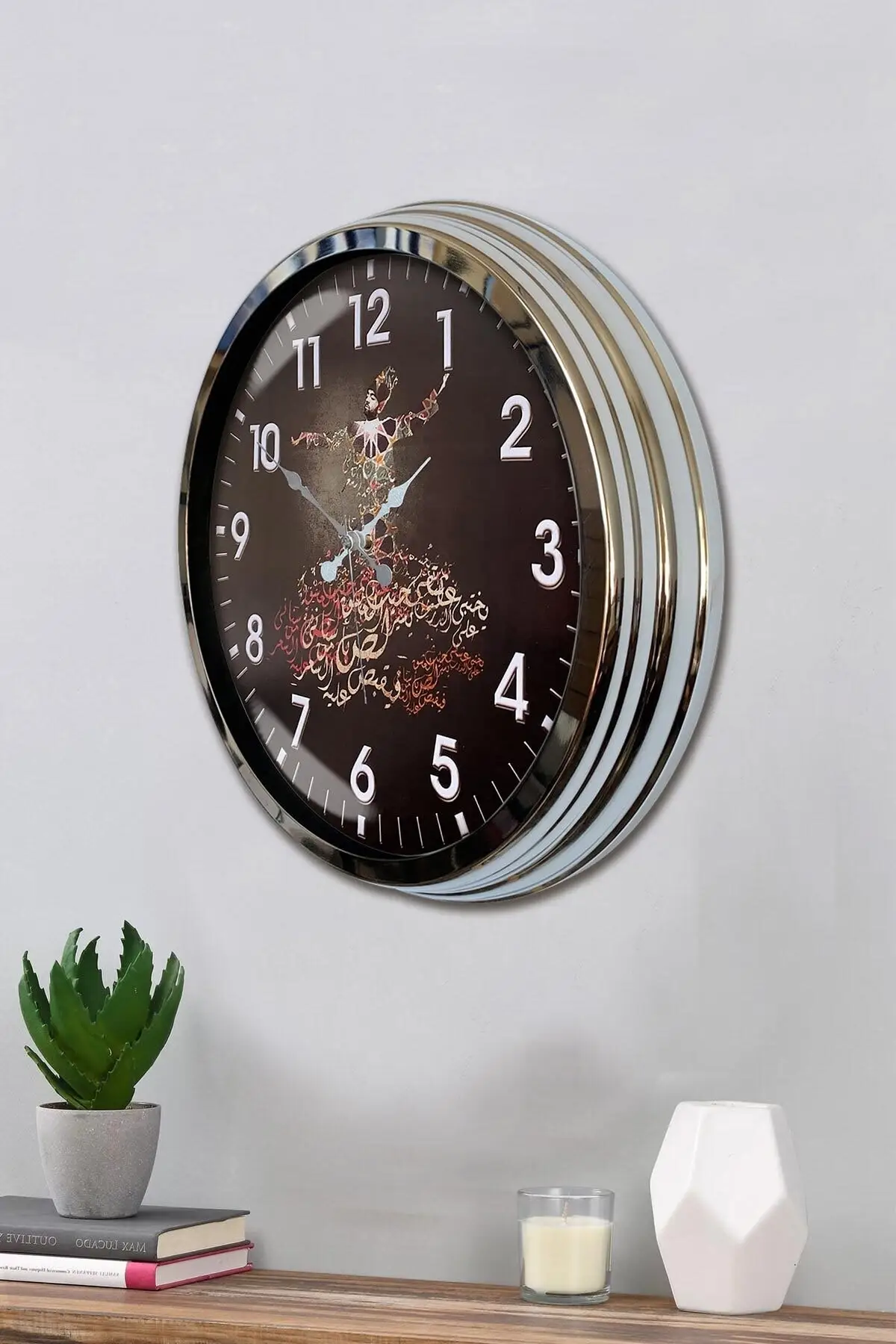 

DOLBOVI wall clock 40 Cm Metal chrome color religious model