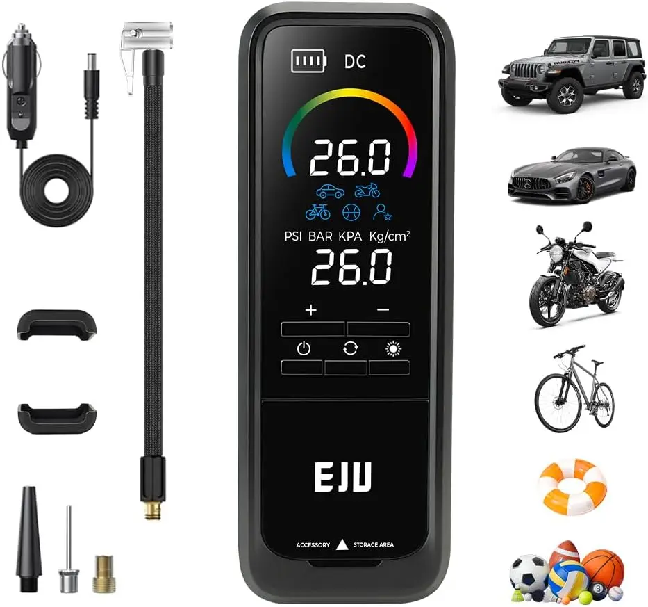 

Портативный воздушный насос для накачивания шин 160PSI для автомобиля, мотоцикла, велосипеда, баскетбола, футбола — электрический воздушный компрессор с нажимным газом