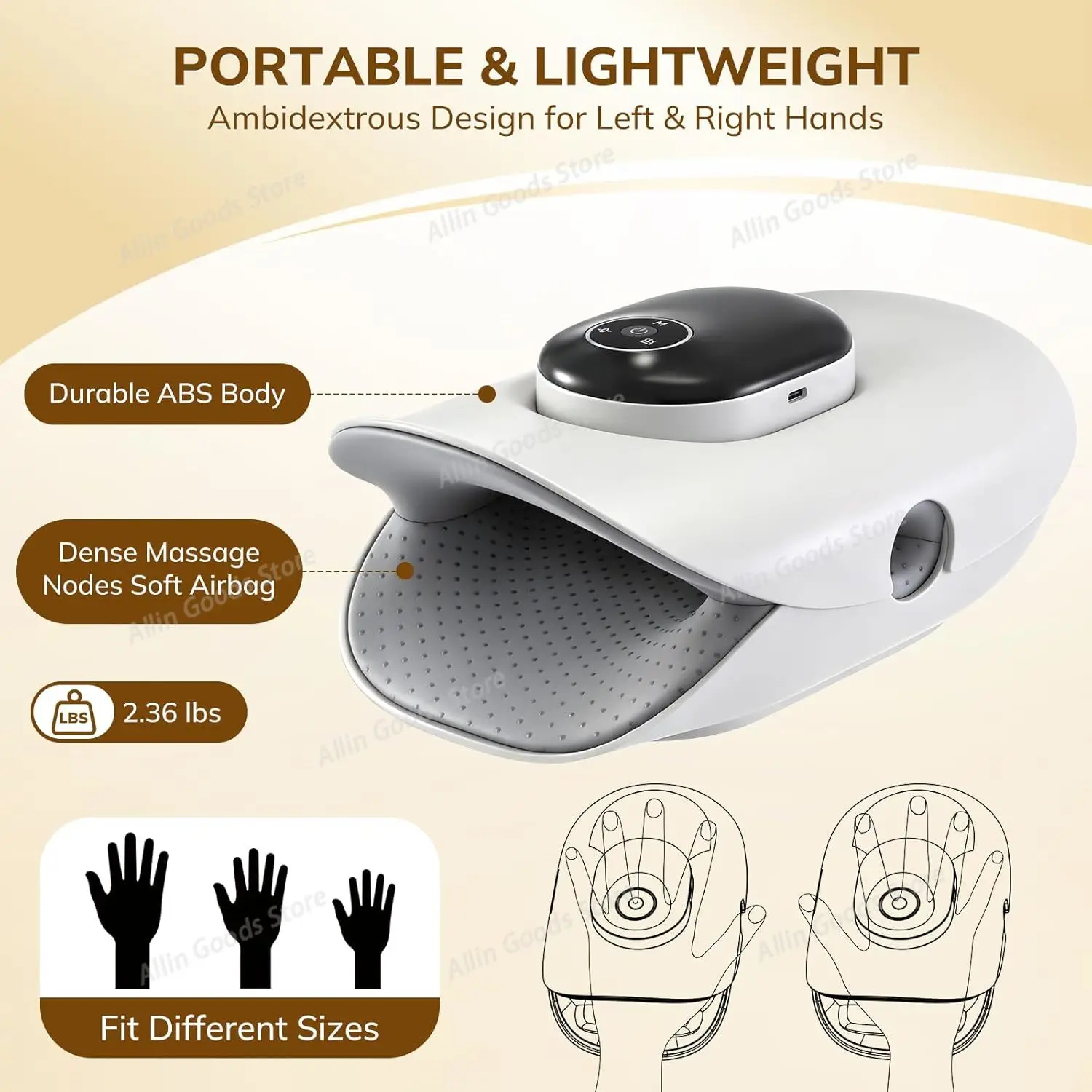 Home Smart Heated Palm Massager Wrap Separated Finger Acupressure Kneading Fatigue Relief Beauty Tool