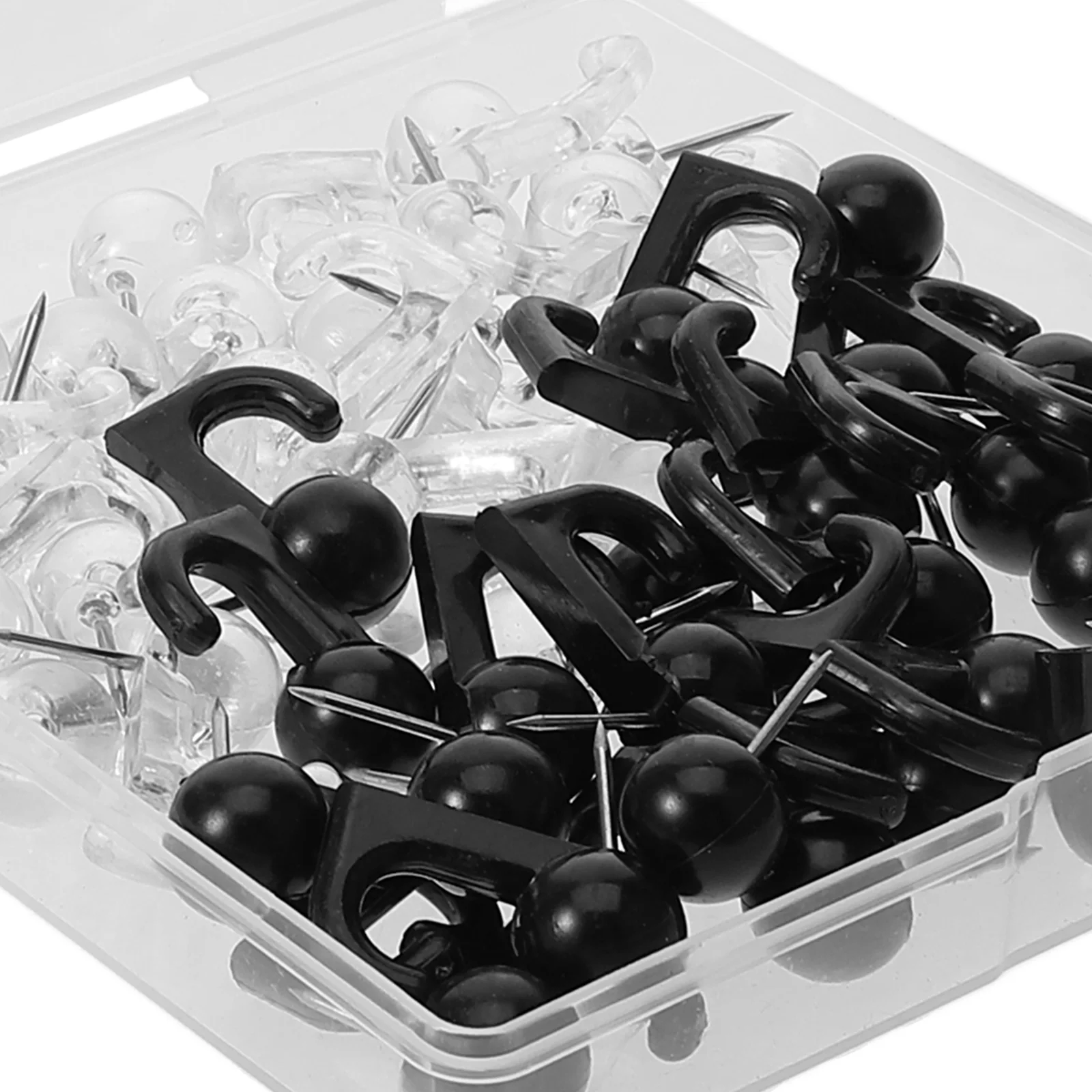 

50 Pcs Black White Thumb Tacks Push Pins Decorative Hooks Office Supplies Map Markers Photo Wall Heavy Duty Portable Thumbtacks