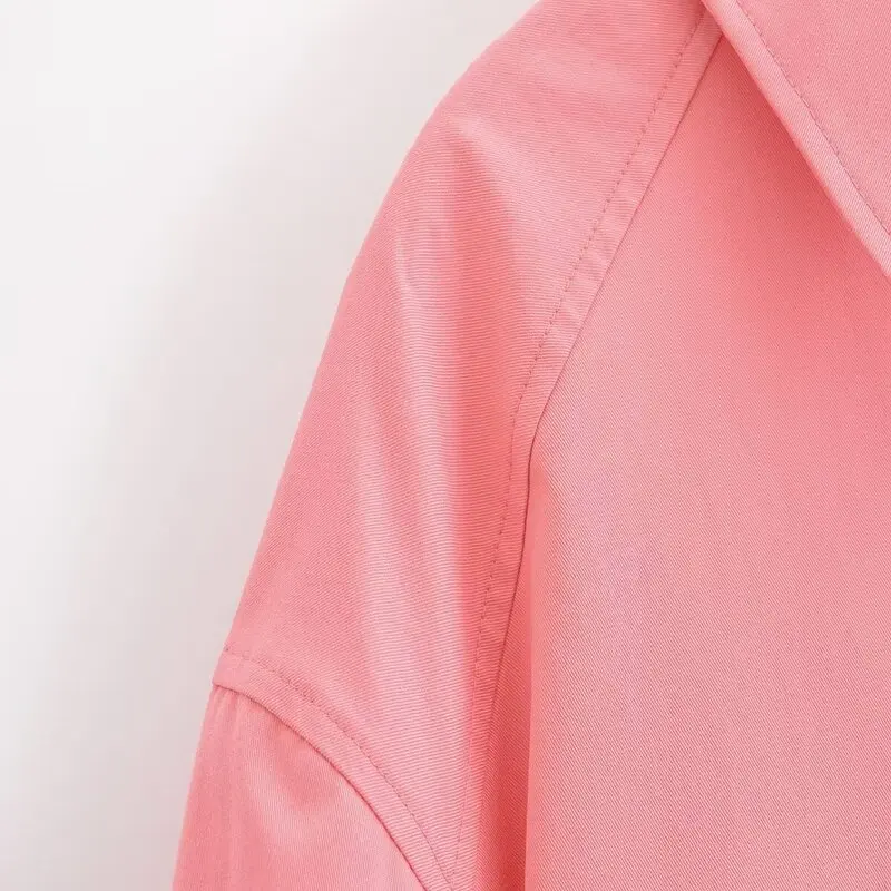 Frühling 2025, Faion Commute Long Sve Baumwolle, bestickt, lockere Passform, irt, vielseitig einsetzbar, lässig, Busin, Büro