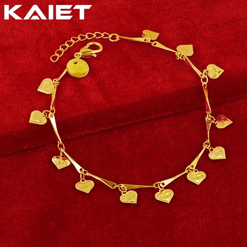 

KAIET 925 Sterling Silver Heart Small Pendant Bracelet Plated With 18K Gold Wedding Party For Women Charm Fine Jewelry