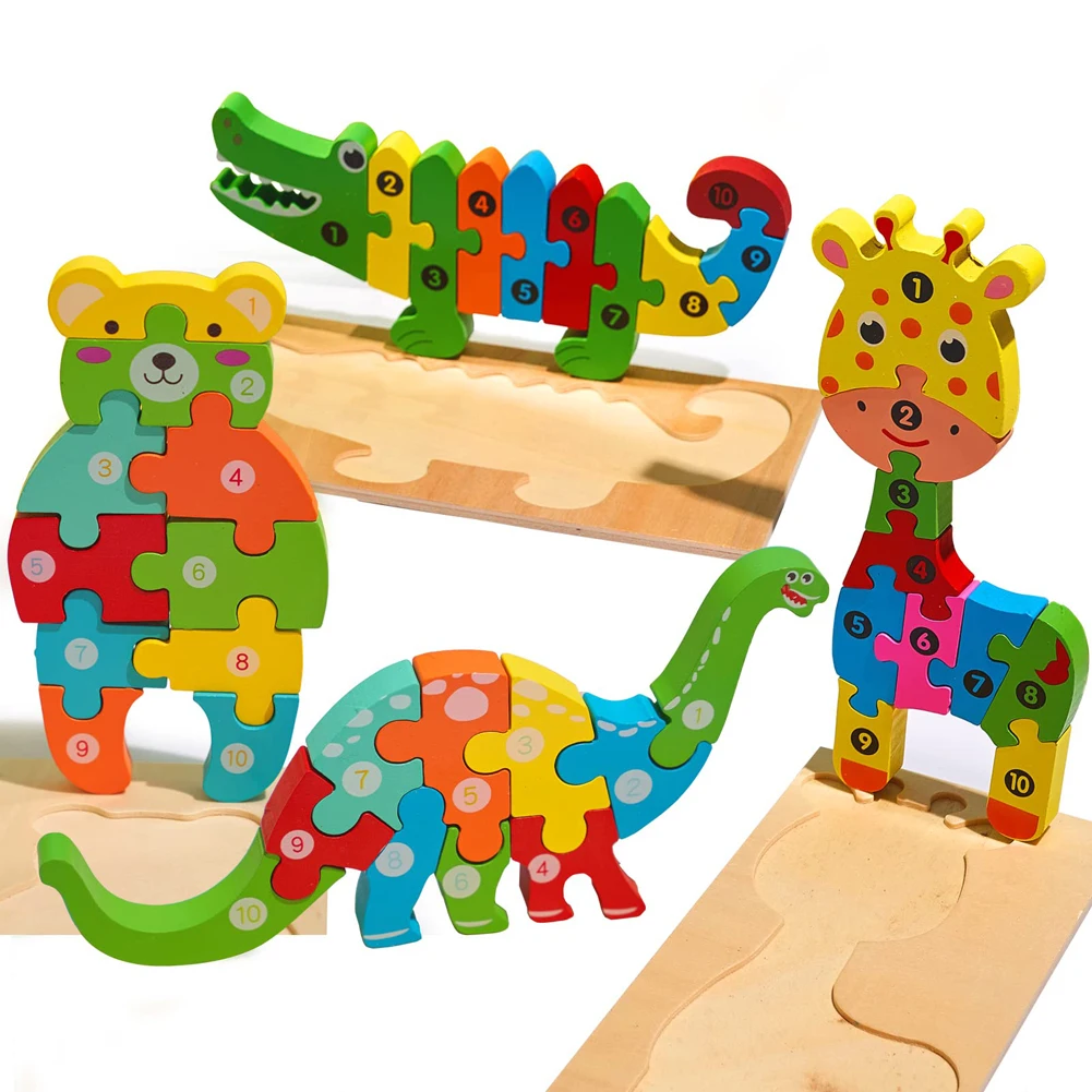 Montessori Wooden Toddler Puzzles for Kids Montessori Toys for Toddlers 2 3 4 Years Old Wooden Puzzle for Toddler Dinosaur Toy