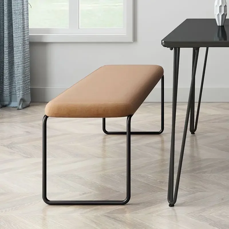 Minimalist U-Shaped Metal Bench Soft Padded Long Stool Armless Entryway Shoe Bench Dining Table Side Bed End Ottoman Bench
