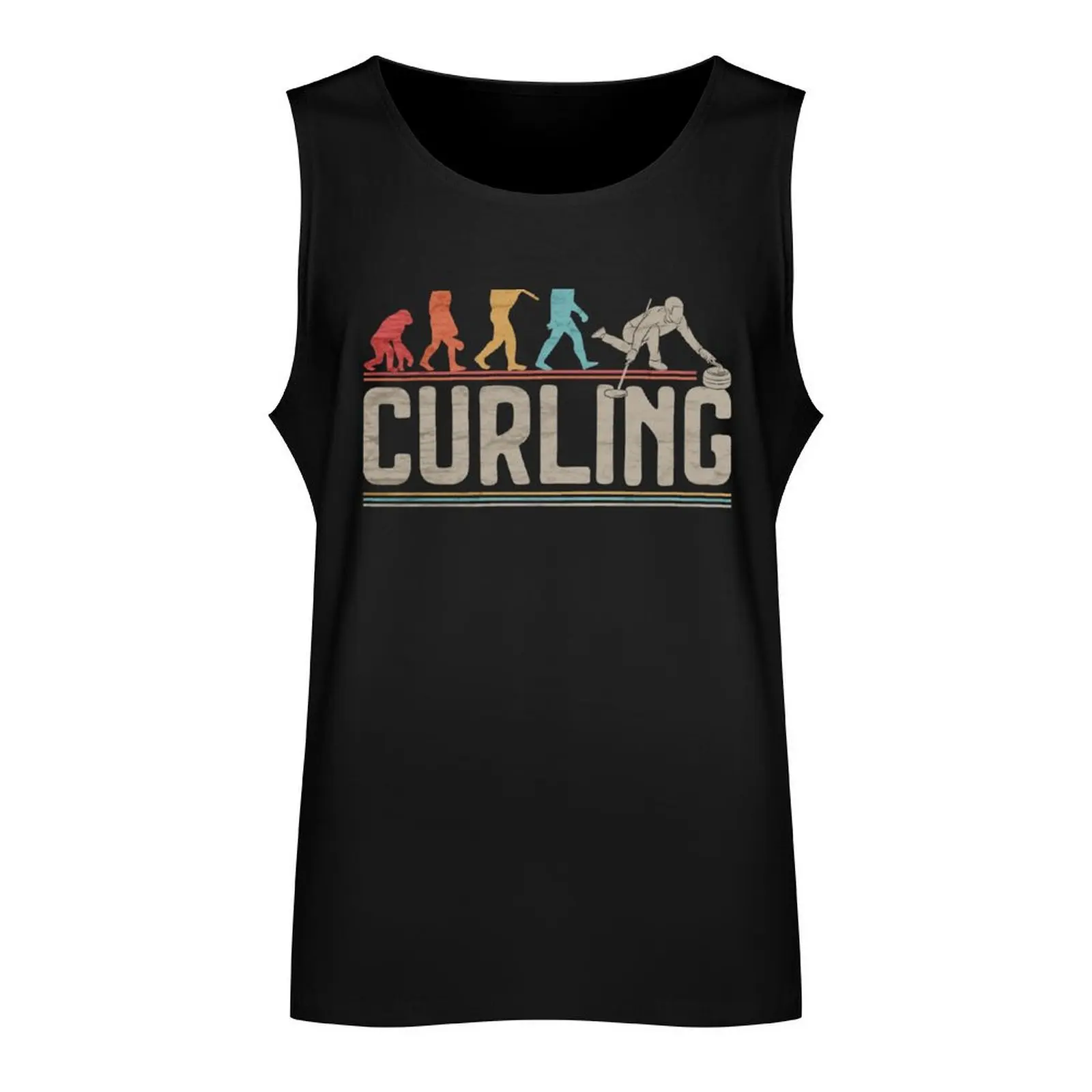 Vintage Curling Evolution of Man Winter Games Premium Tank Top summer 2024 Men's clothing brands Male vest