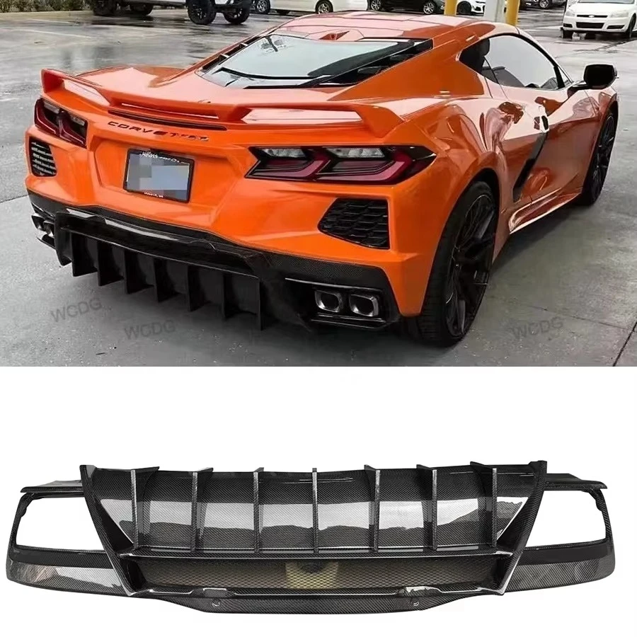 

High Quality Carbon Fiber Rear Bumper Diffuser for Chevrolet Corvette C8 Z51 2019-2025 Car Rear Lip Spoiler Car Body Kits