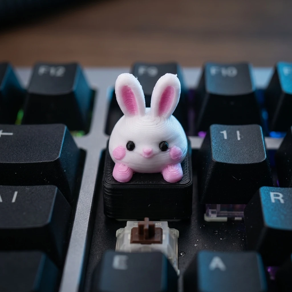 Cute and charming rabbit key cap, creative mechanical keyboard decoration animal modeling key cap cover