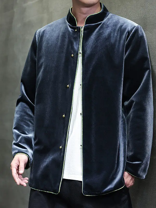 

Velvet Jaet Autumn Winter New Chinese Sle Loose Fit Hanfu Jaet Velvet Outerwear Youth Trend Water Waed Regular Sve