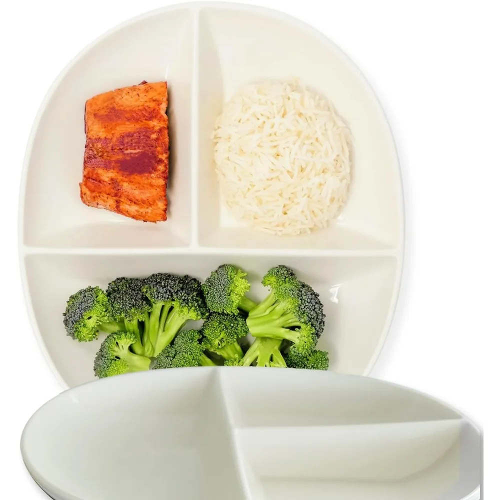 

Uba Portion Control Plate (PORCELAIN) for Adults for Healthy Diet (2 Pack)