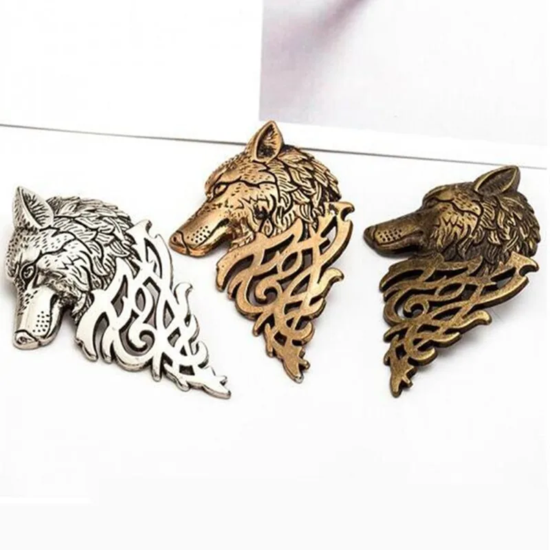 New Charming Vintage Men Punk Wolf Badge Brooch Lapel Pin Shirt Suit Collar Jewelry Accessories Wholesale Gift For Men Woman