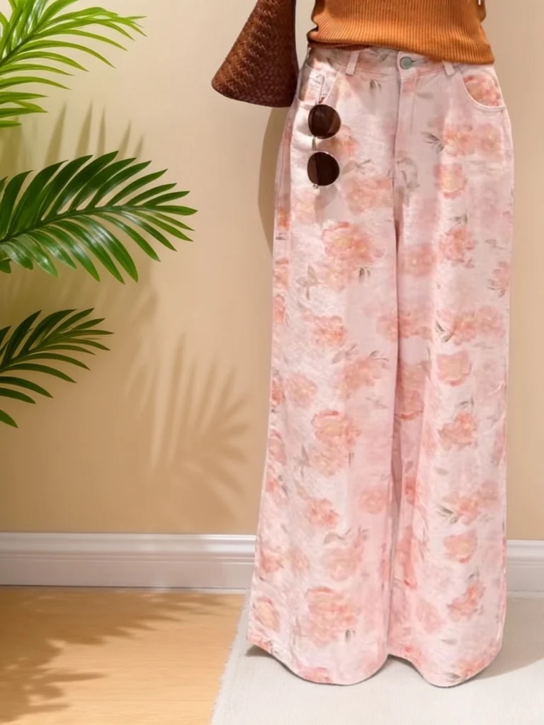 

Waed Casual Wide Leg Jeans High Waist Loose Fit Spring Women's Faion Straight Cut Pants Versatile Casual Denim Trousers