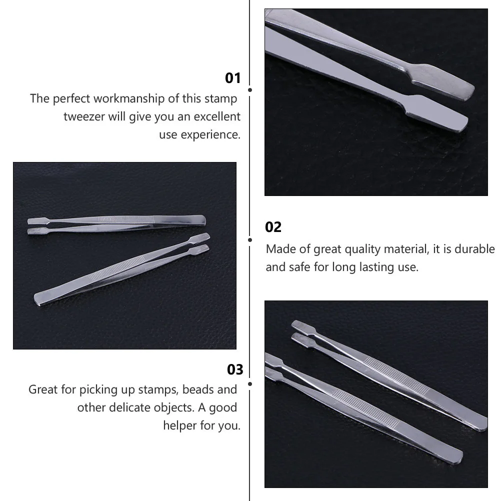3pcs Stainless Steel Stamp Tweezer Lightweight Portable For Stamps Beads False Eyelash Precision Handling Non-Slip Grip Nipper