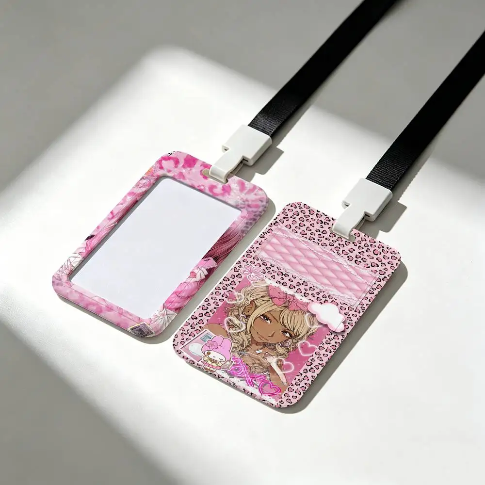 Japanese GAL Cool Gyaru Card Holder Neck Strap Pendant Door Badge Holder Lanyards Keychain Work Credential Case Gift