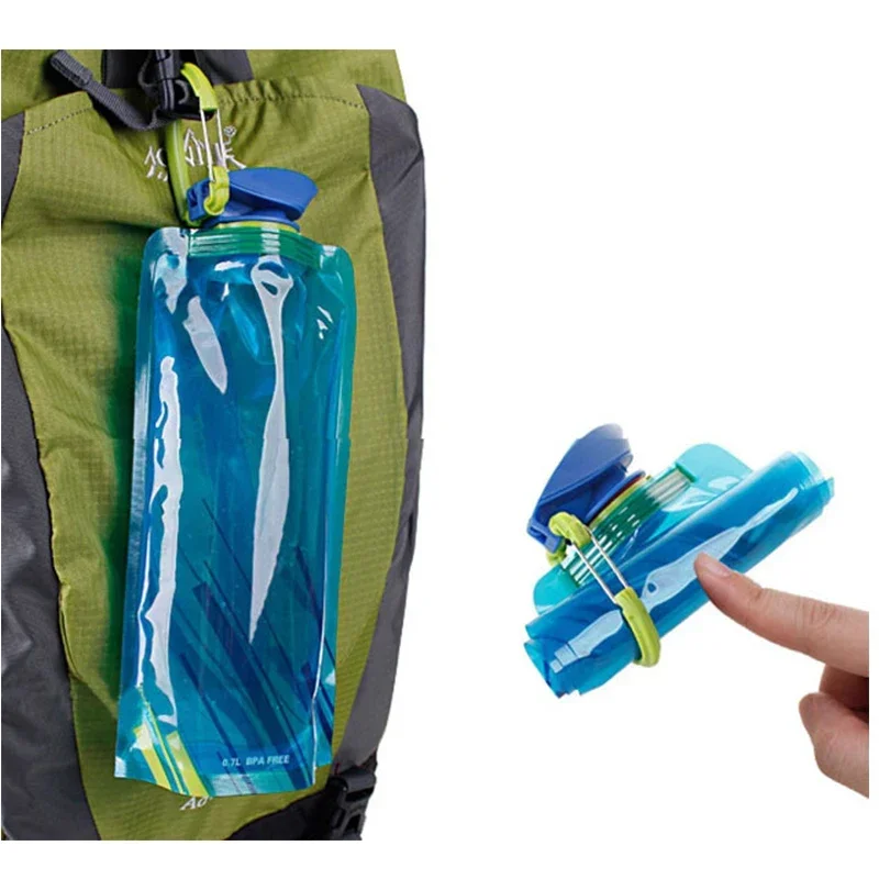 Portable Ultralight Foldable Water Bag 700ml Water Bottle Pouch Outdoor Sport Supplies Hiking Running Soft Flask Water Bottle