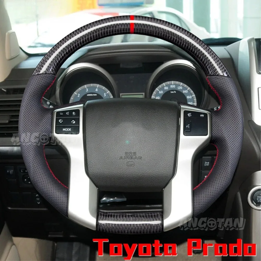 

Real Carbon Fiber Steering Wheel Red Center Line Fit For Toyota Prado 4Runner Tundra Tacoma 2010-2017 Racing Steering Wheel