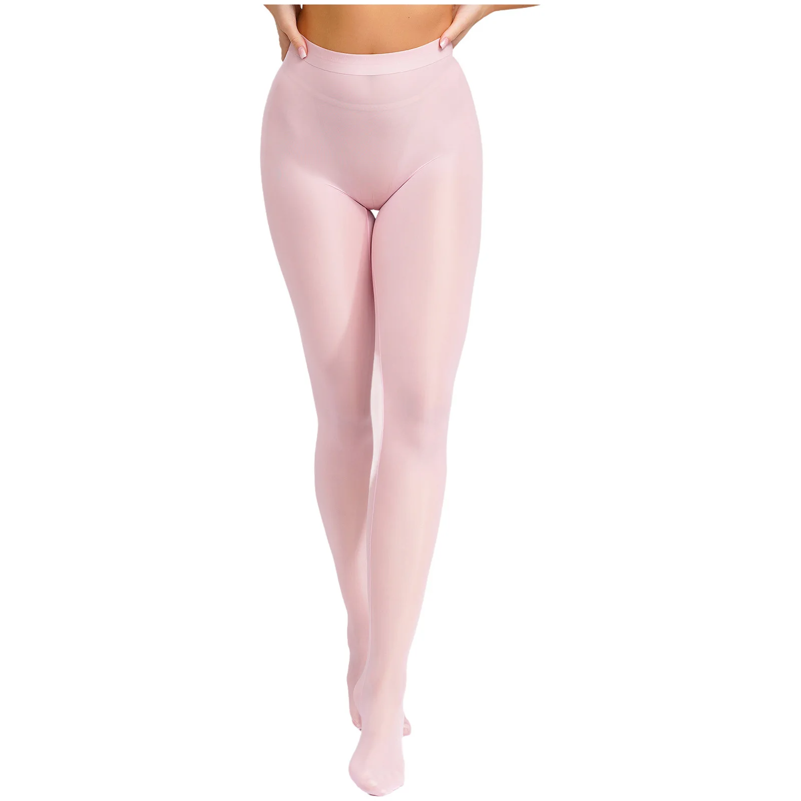 Womens Glossy Sheer Stockings Elastic Waist Seamless Ultra-thin Stretchy Pantyhose Footed Tights Bodystockings