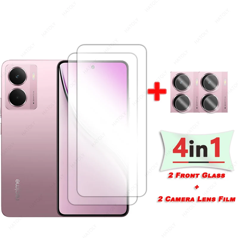 

4-in-1 For Realme P3 5G Glass Screen Protector For Realme Neo7x Tempered Glass HD Clear Protective Film Camera Lens Protector
