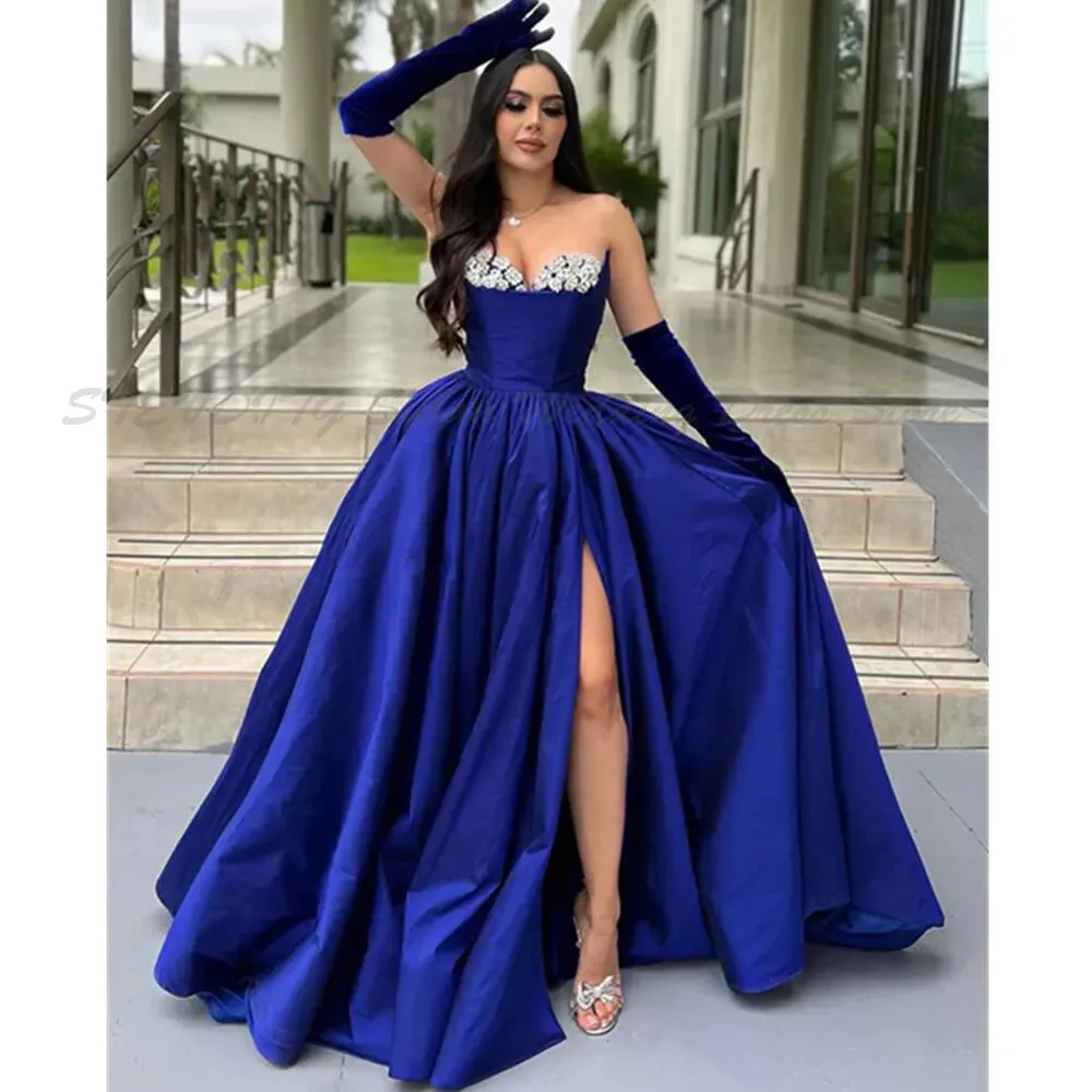 

Royal Blue Women Evening Dresses Mermaid Sparkly Long Sleevless Sequins Formal Night Party Prom Gowns Plus Size Girl Elegant
