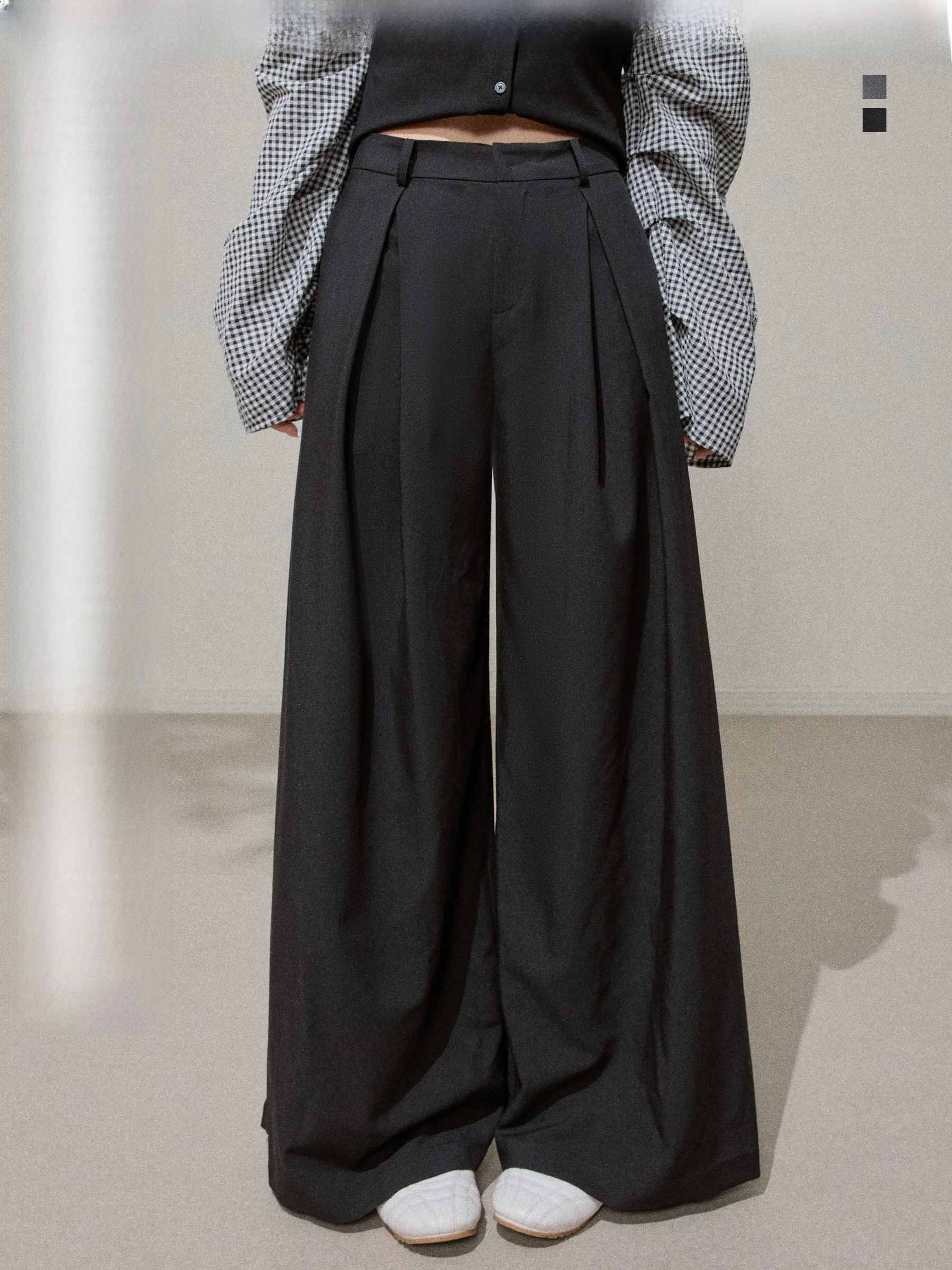 

Удобные повседневные брюки большого размера, драпированные широкие брюки длиной до пола, женские брюки премиум-класса больших размеров