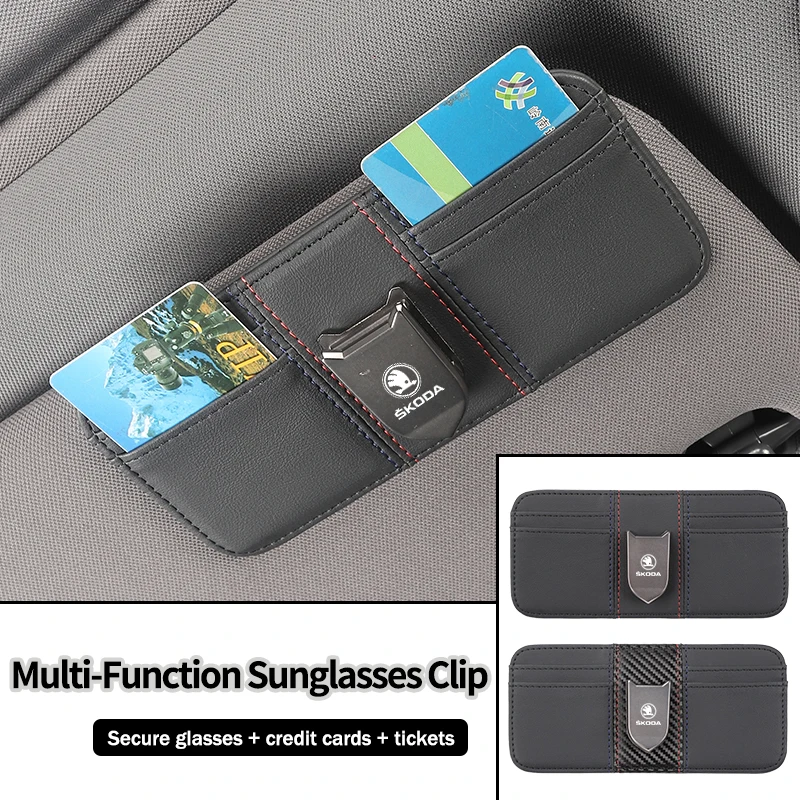 

Car Visor Organizer Glasses Bag Sunglass Holder Card Clip Interior For Skoda Octavia Rapid Kodiaq Superb Derivative Karoq Fabia