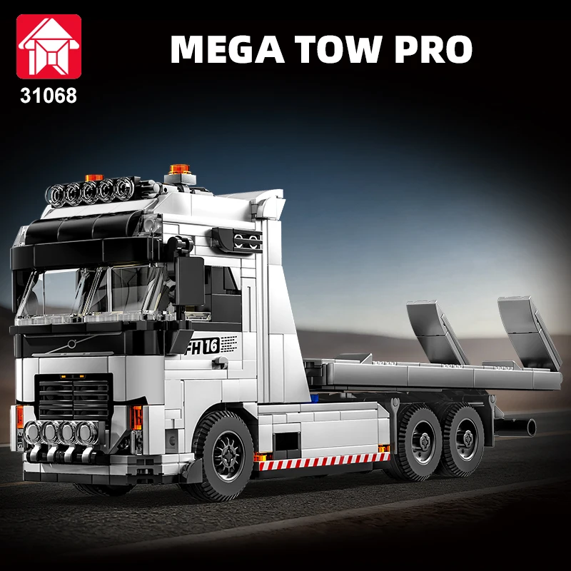 670 個ヘビーデューティーレッカー車ビルディングブロックテクニカルフラットベッド牽引車両 MOC 建設レンガモデルおもちゃ子供のギフト