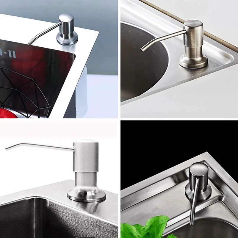 Sink Built In Countertop Soap Dispenser Pump Head With 45.5Inch Extension Tube Kit Fit For Kitchen