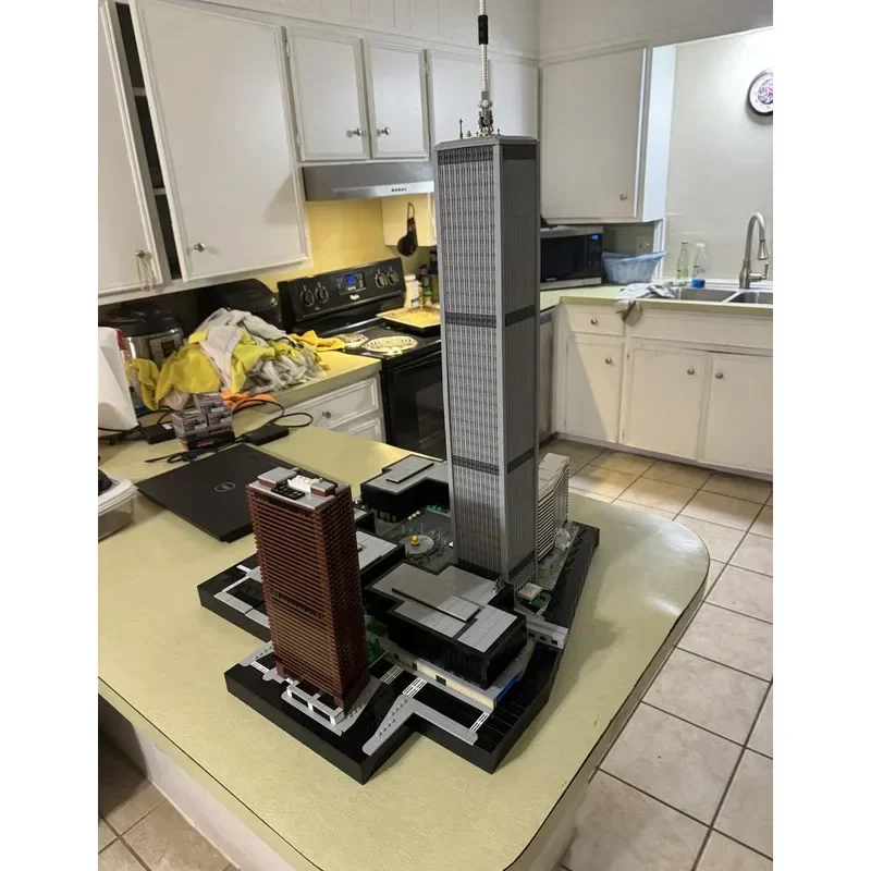 MOC-156123 مركز التجارة العالمية 1:650 تجميع خياطة بنة نموذج 12400 أجزاء MOC الإبداعية الاطفال بناء الالعاب العملاقة