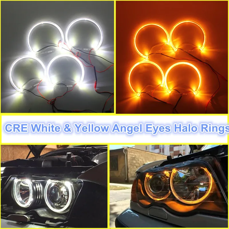 CCFL Angel Eyes Headlight Marker Kit for BMW 3Series E39 E46 Coupe/Sedan 5W White Yellow 131mm Led Halo Rings Angel Eyes 4pcs