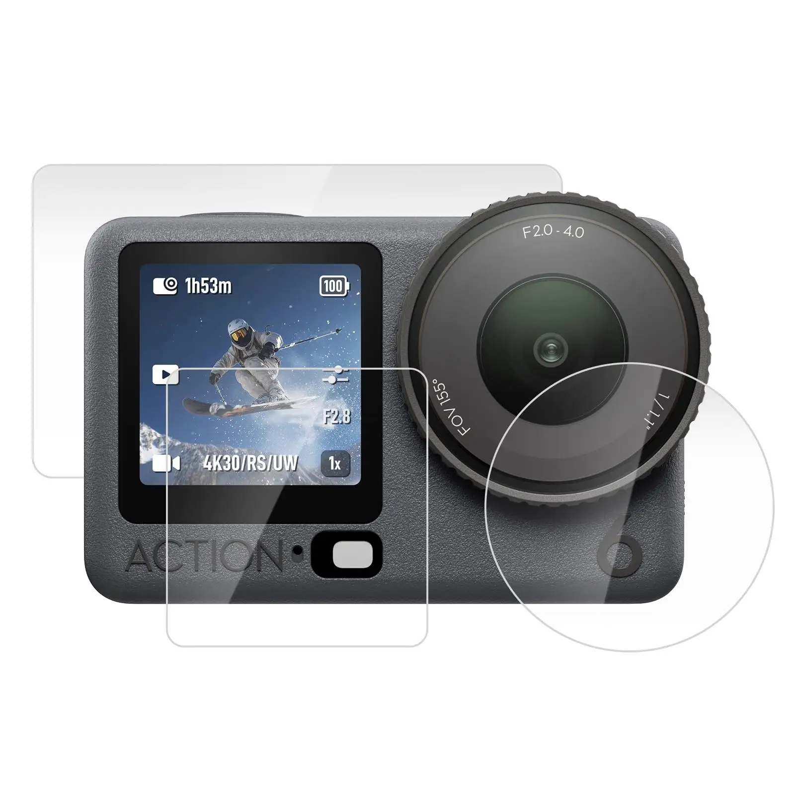 PULUZ Lens + Front and Back Screen Tempered Glass Film For DJI Osmo Action 6