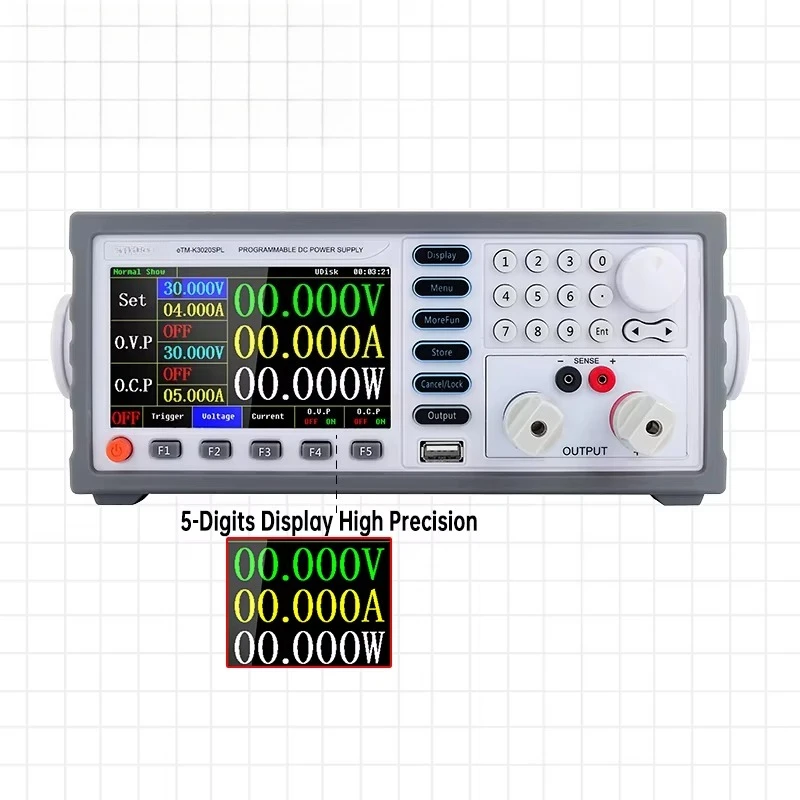 

High-Precision Programmable DC Power Supply 30V 20A with Color Screen Display for Lab Bench and Aging Test
