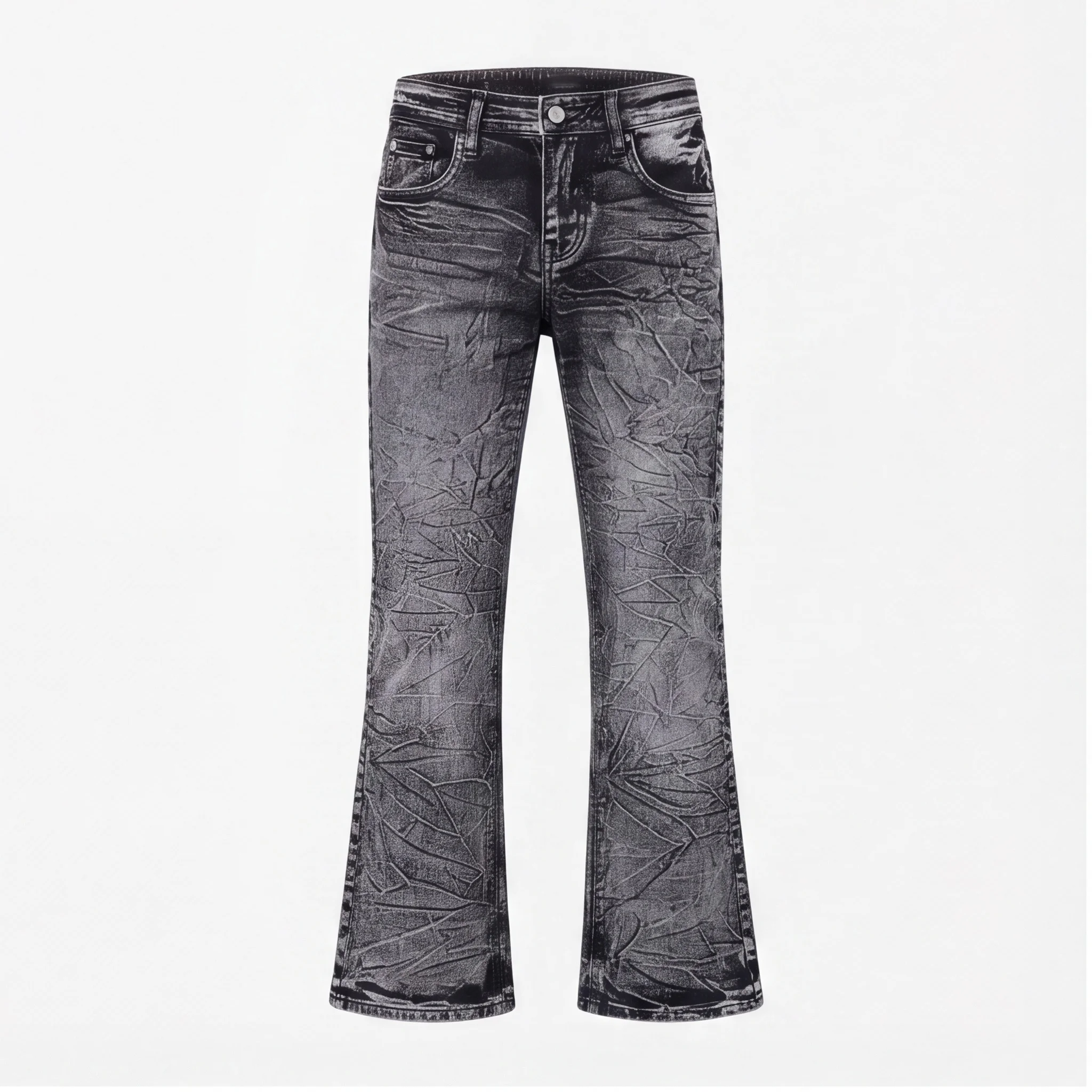 Men's Jeans Man Pants Ripped Washed Streetwear Denim High Waist Skinny Stretch Casual Faded Slim Fit Microflare Trouser