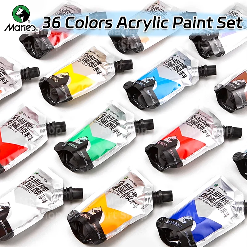 Marie's Acrylic Paint Artists Quality Set,36 Colors 100ml/3.38oz,Rich Vivid for Canvas,Ceramic,Wood,Idear for Artists,Adults
