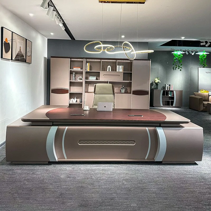 Chairperson's office desk and chair combination, large class desk, high-end president's boss, light luxury paint atmosphere, gen