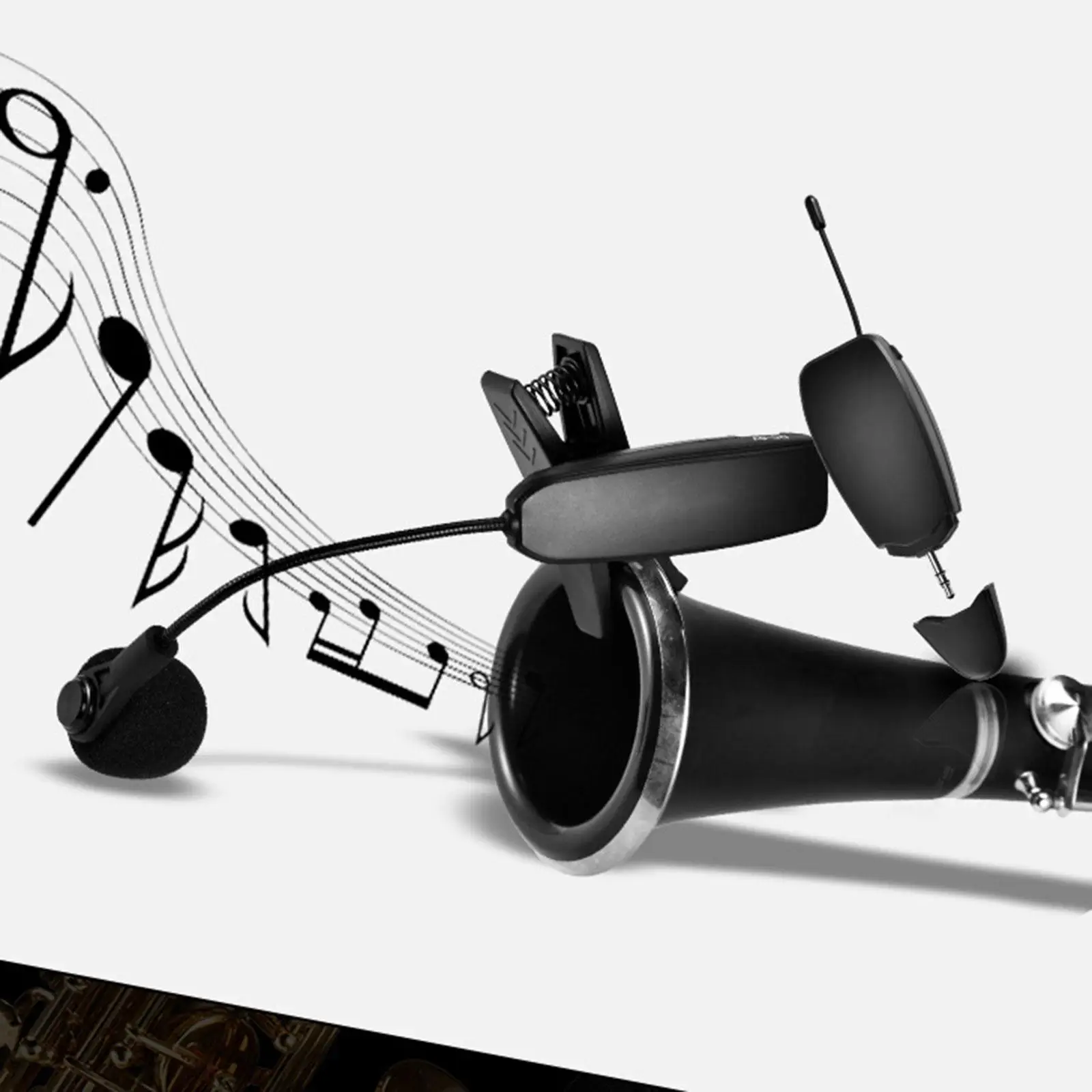 Micrófono portátil para saxofón, micrófono con clip duradero para corneta, tuba, saxofón