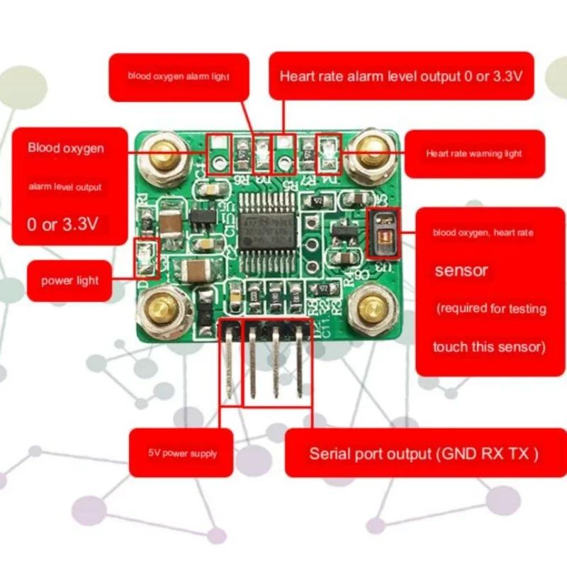 Heart rate sensor module pulse Blood oxygen concentration measurement MAX30102 computer reading value directly