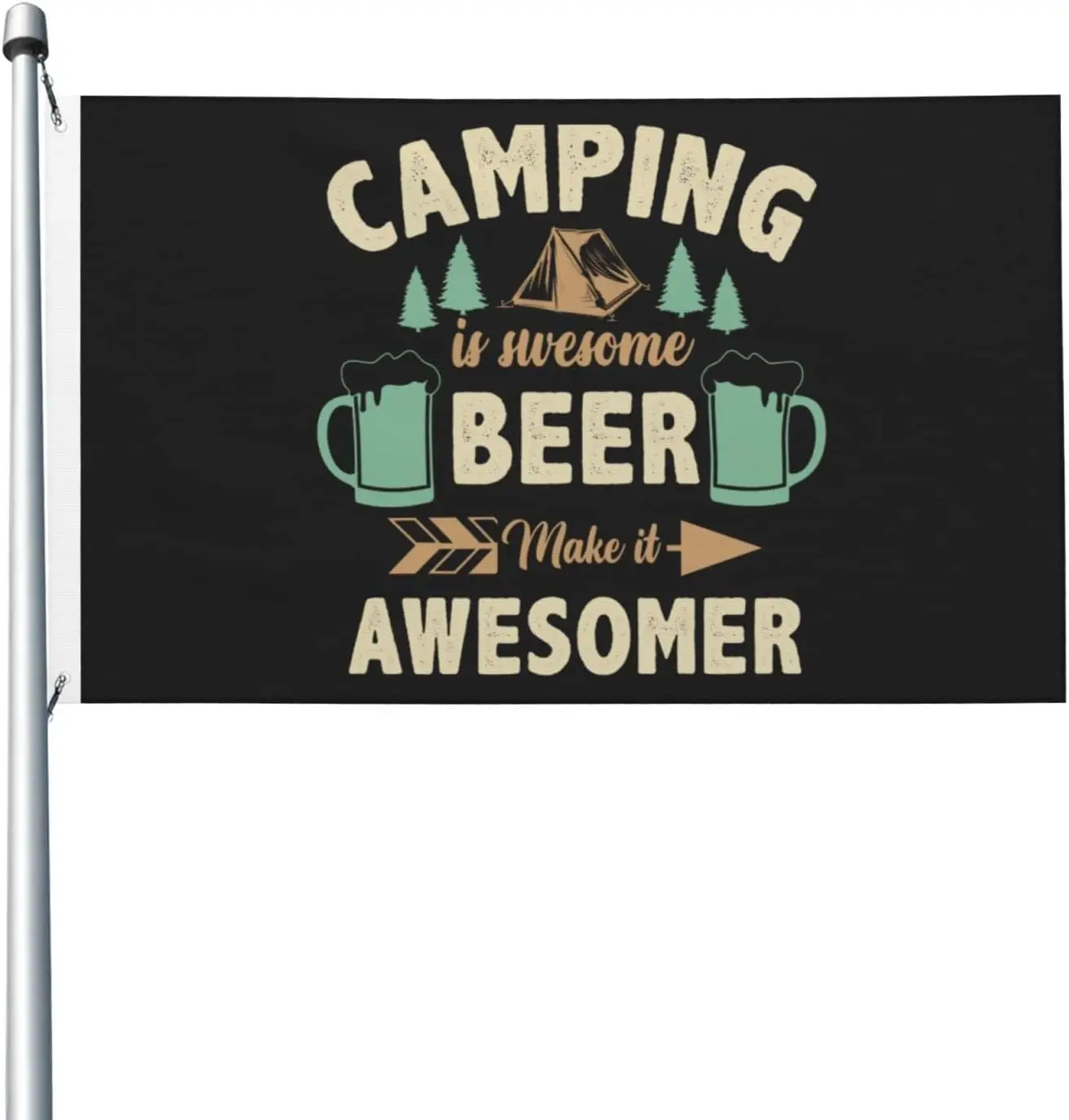 Flagicts 100% Polyester Camping It Swesome Beer Make It Awesomer Flags