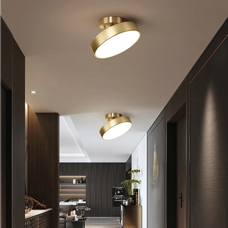 

Led Ceiling Lights For Bedroom Living Dining Room Aisle Lamps Corridor Balcony Round Copper Golden Home Decoration Fixture