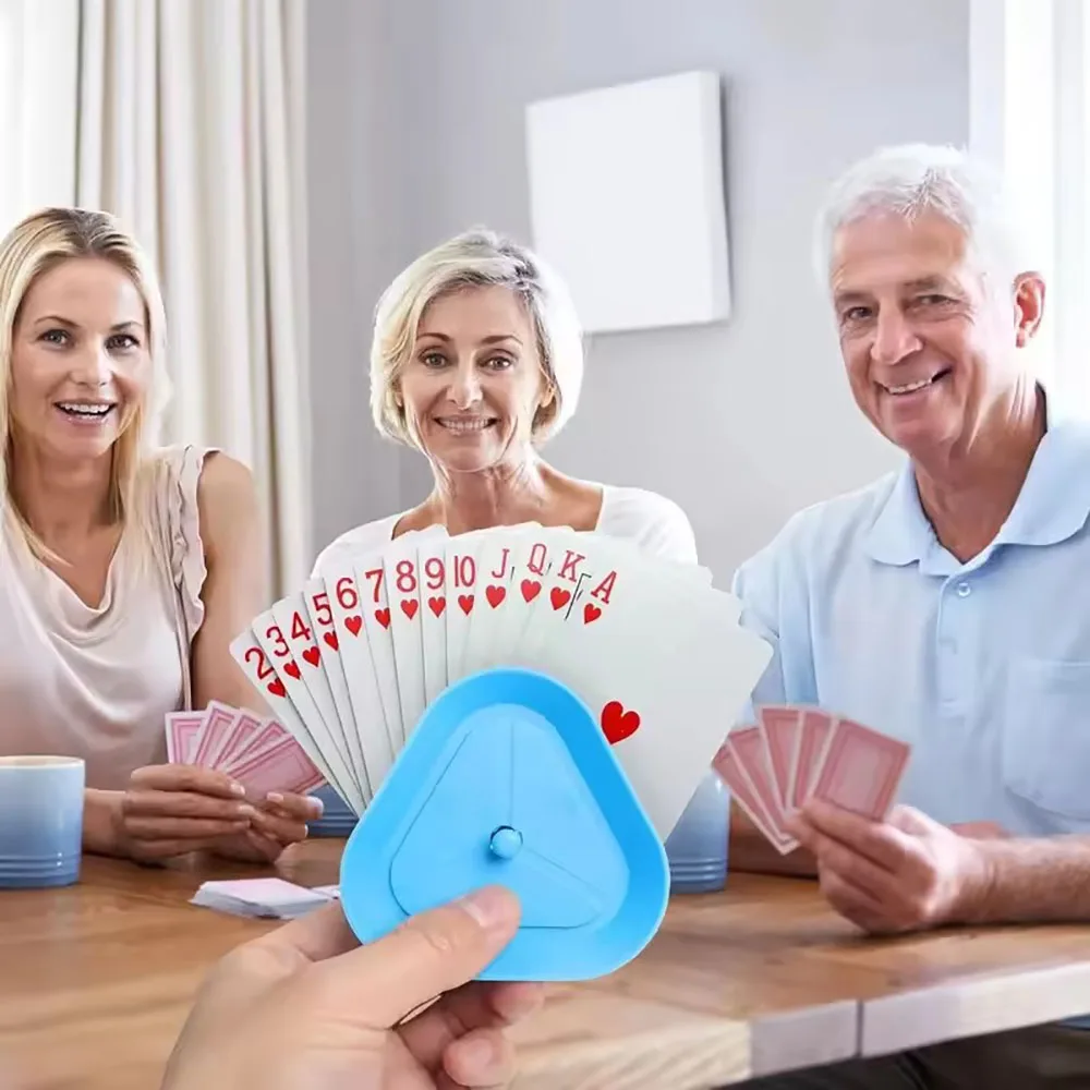 4pcs Playing Card Holders Hands-Free Poker Stand Triangle Shape Plastic Card Rack for Kids Seniors Party Games Table Accessories