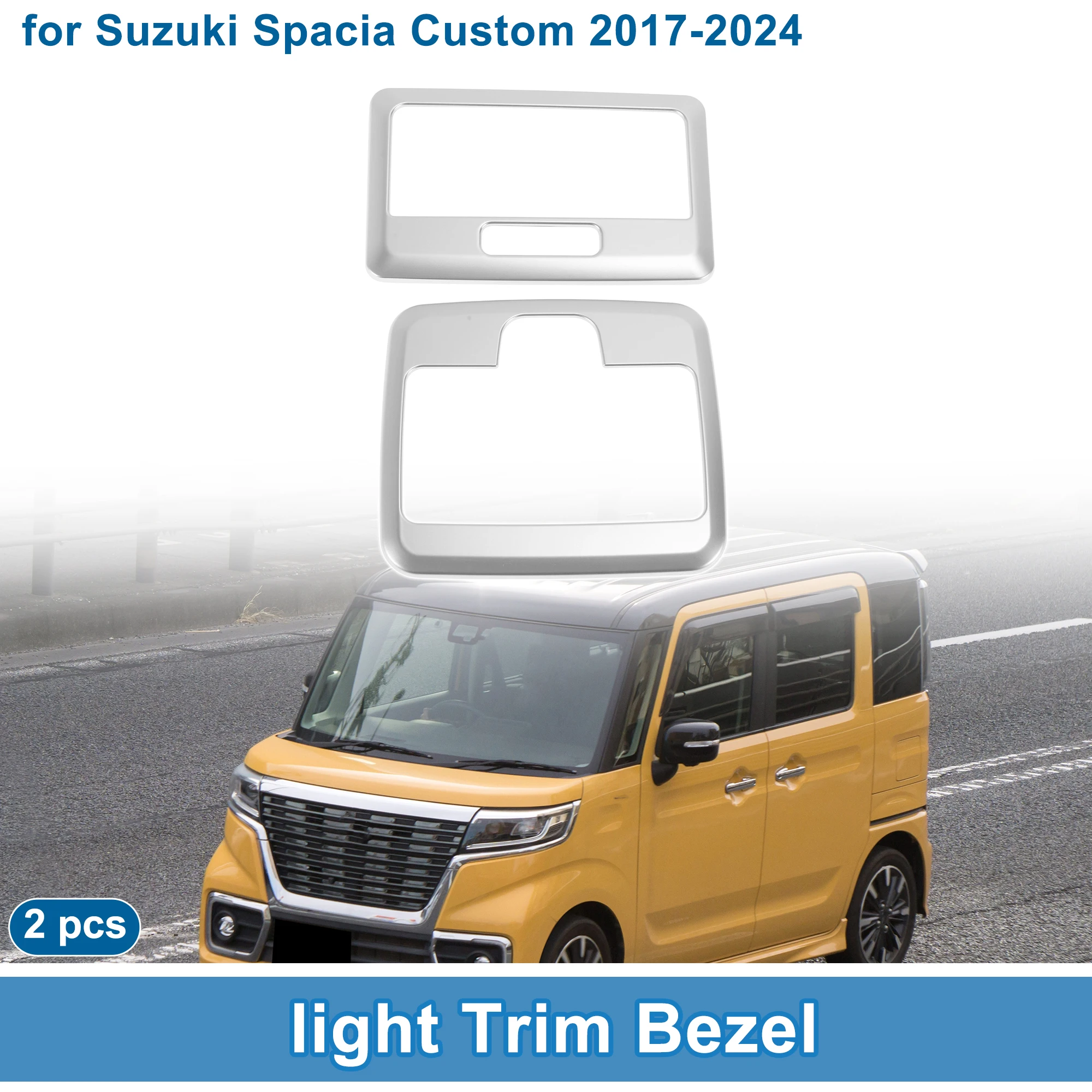 UXCELL Front Row Light Trim Bezel for Suzuki Spacia Custom 2017-2024 Silver Tone