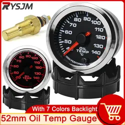 HD 7 Colors 52mm Digital Oil Temperature Meter Oil Temp Gauge Indicator for Car 12V 40-120℃ Coolant Temperature Sensor 10mm