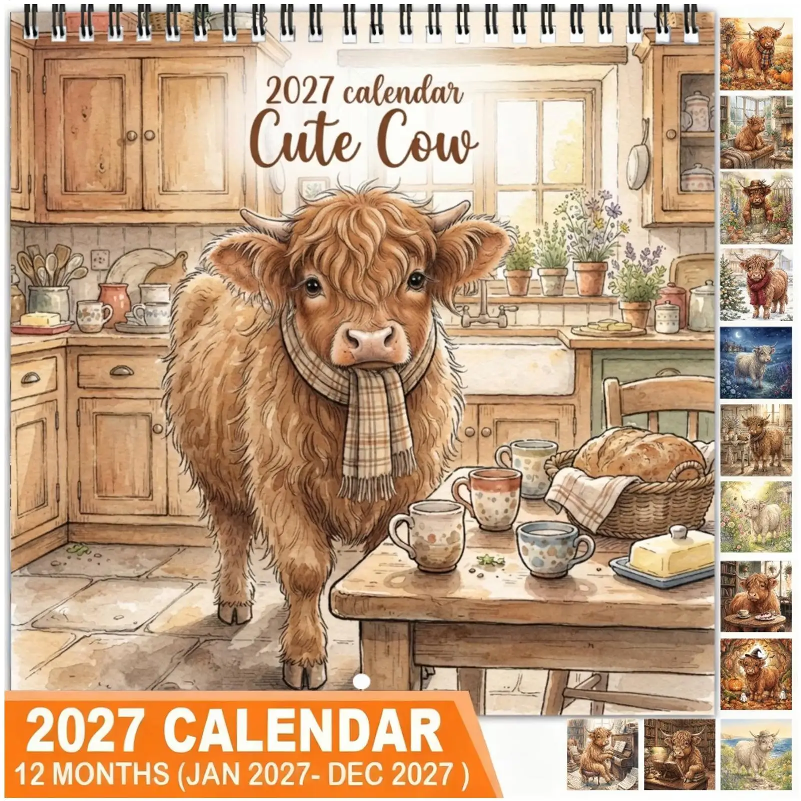 Calendar 2027 Cute Rustic Funny Hangable Cow Wall Art Planner 12 Month Calendar For Cow Lover Home Office Farmhouse