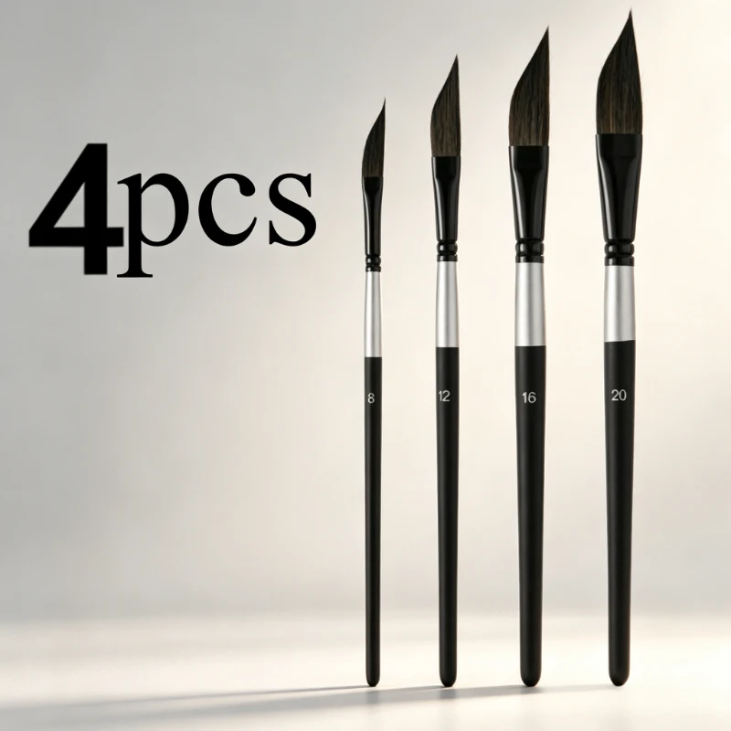 4pcs Watercolor Brushes-Professional Artist Brushes with ErgonomicTailHandle,Perfect for Fine Detailing&Expressive