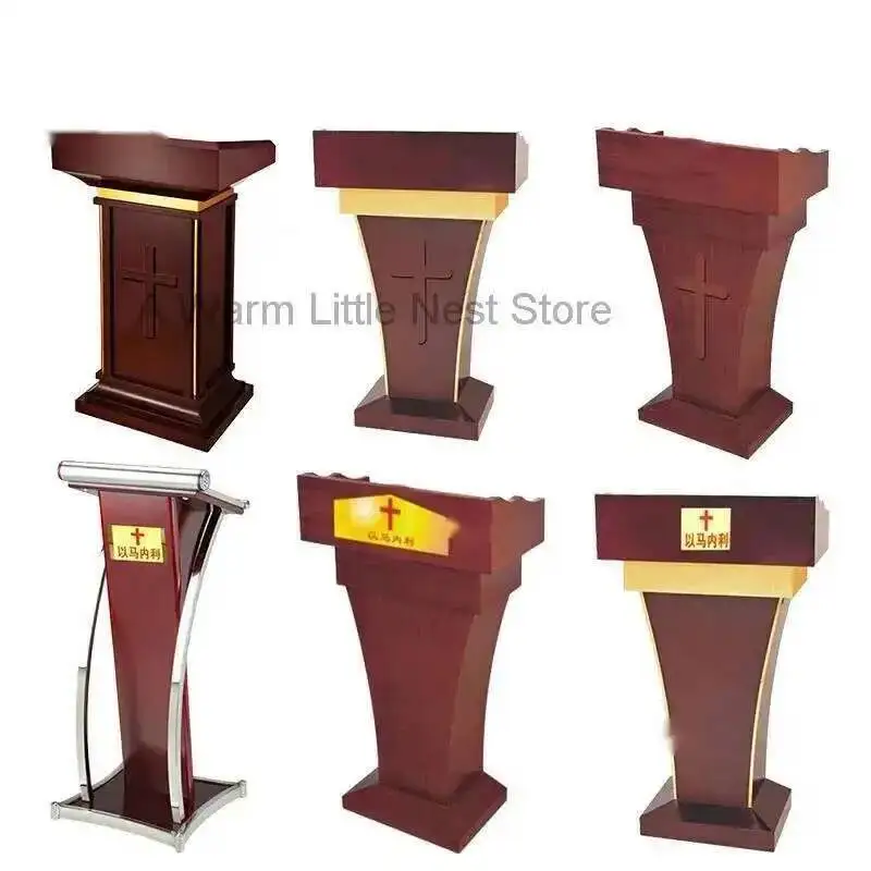 

Simple Modern Class Furniture Church Lectern Speech Table Reception Desks Solid Wood Front Desk Cashier Desk Hotel Podium Tables