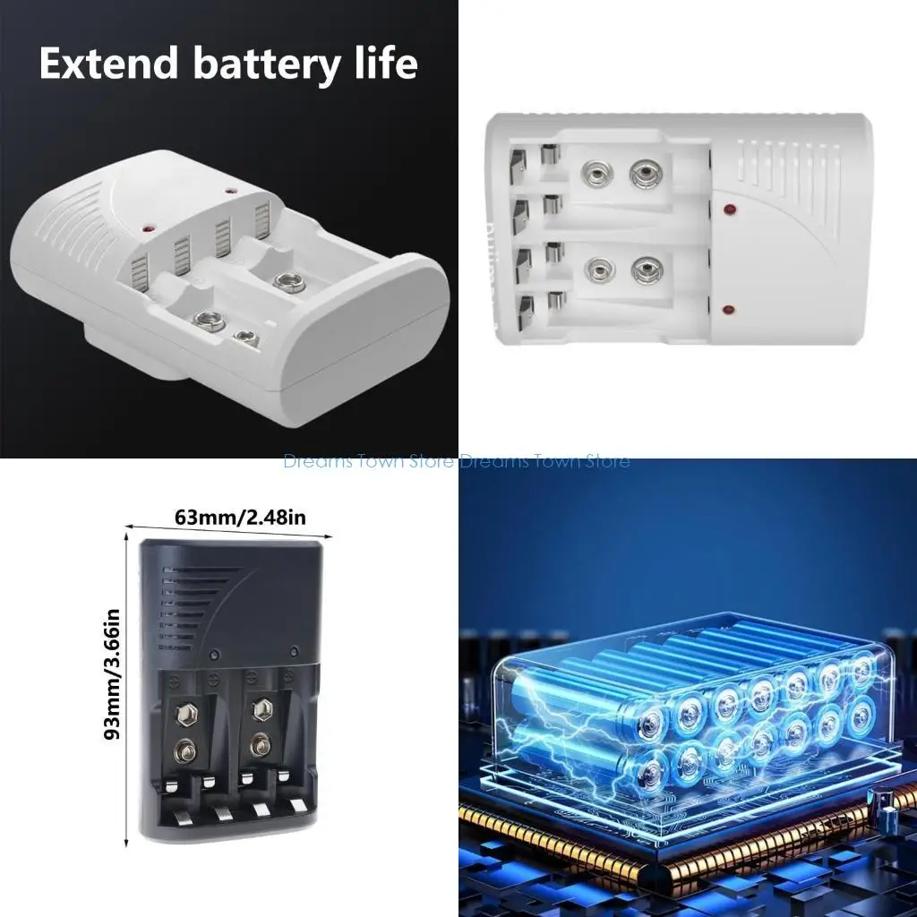 HX6A Intelligent Fast Battery for AA 3A 9V Rechargeable Batteries Charging Station Charging Hubs with US Plugs