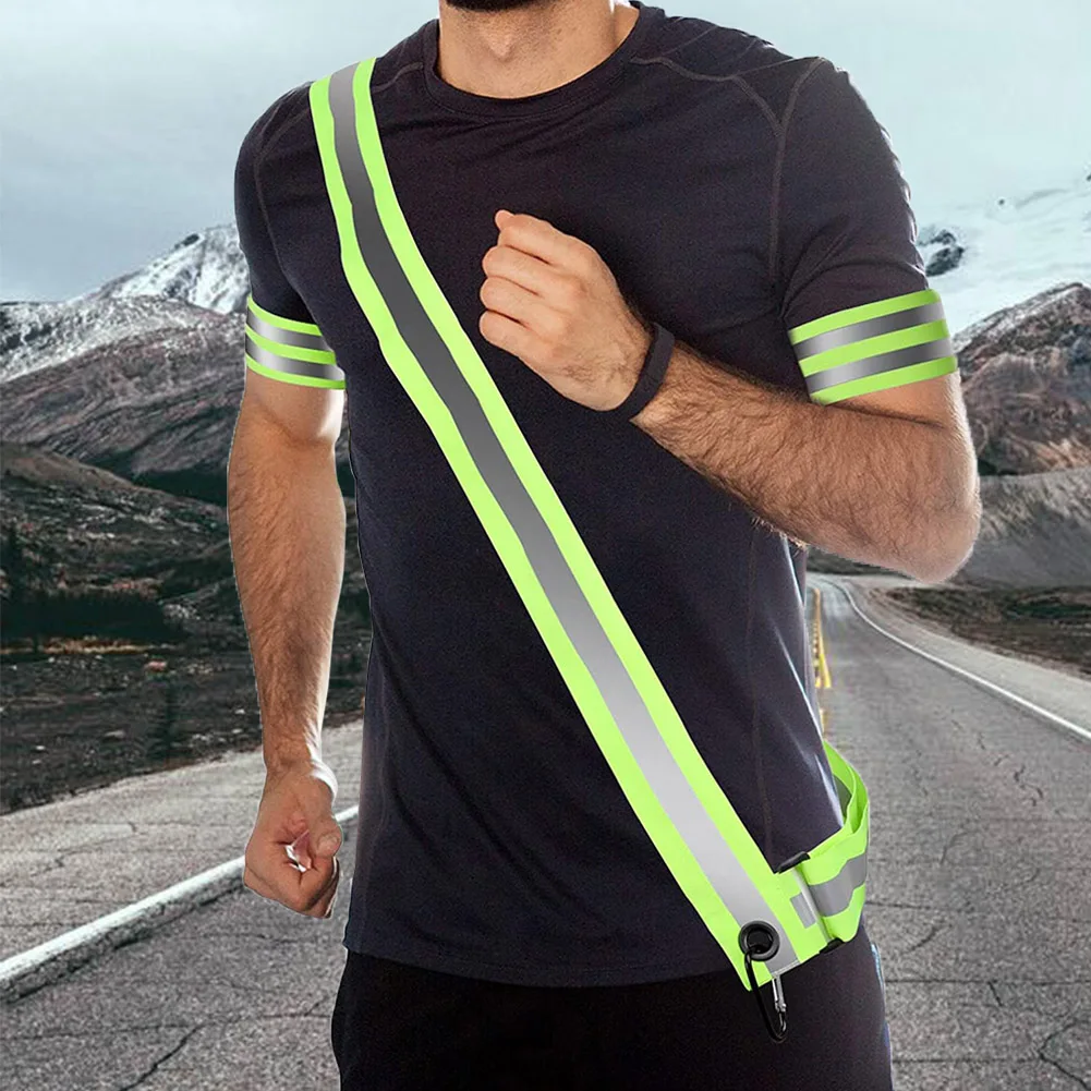 Reflective Sash Safety Shoulder Belt High Visibility Reflective Elasticated Strip Adjustable Visible Night Jogging Safety Belt