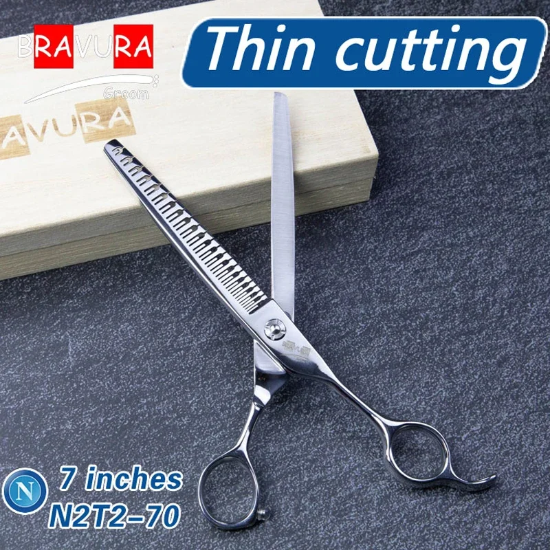 Professional 7-Inch Pet Grooming Scissors with 23 Teeth Beauty Diluent Clippers for Dog Hair Cutting