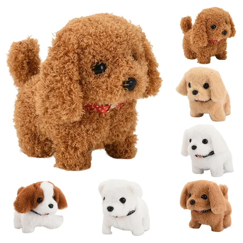 Realistic Plush Simulation Smart Dog Called Walking Plush Toy Electric Plush Robot Dog Toddler Toy Christmas Gift