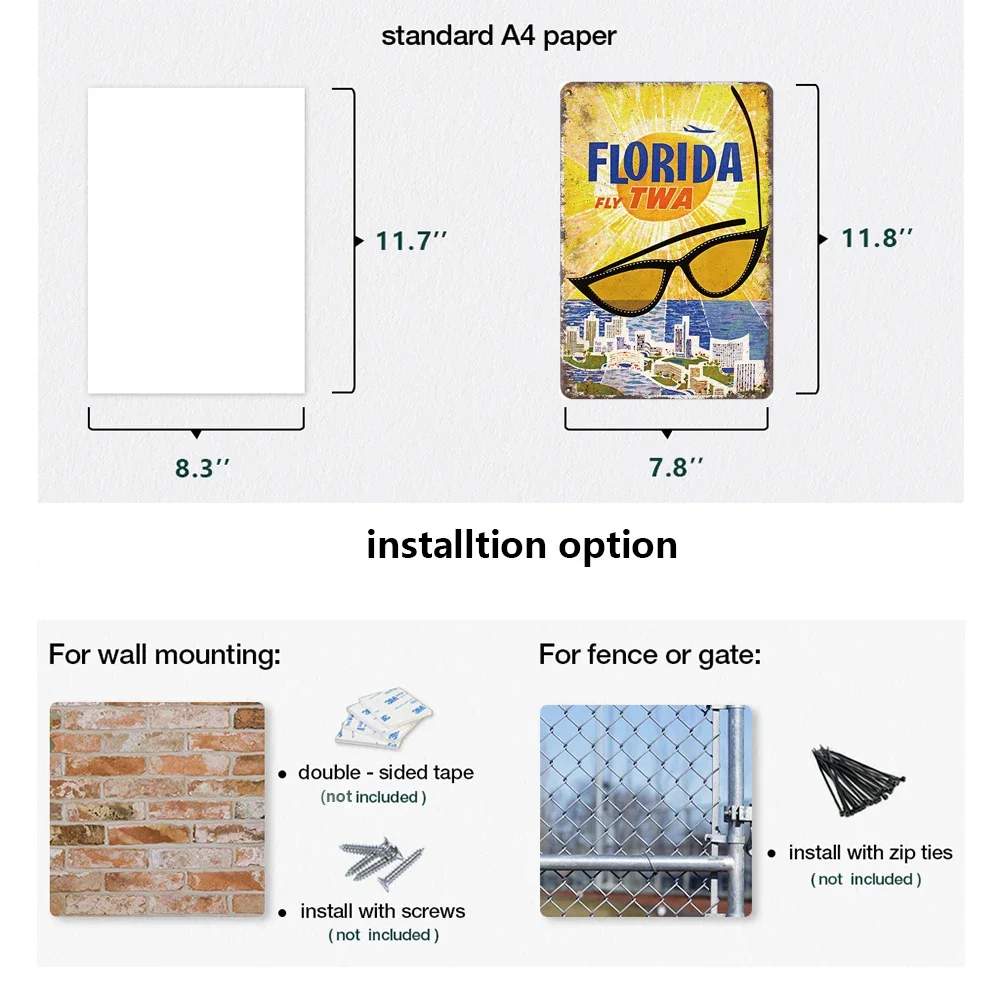 خمر مدينة المشهد معدن القصدير تسجيل لندن باريس فلوريدا نيويورك الملصقات السفر مشهد لوحة الحديد اللوحة بار جدار ديكور #3
