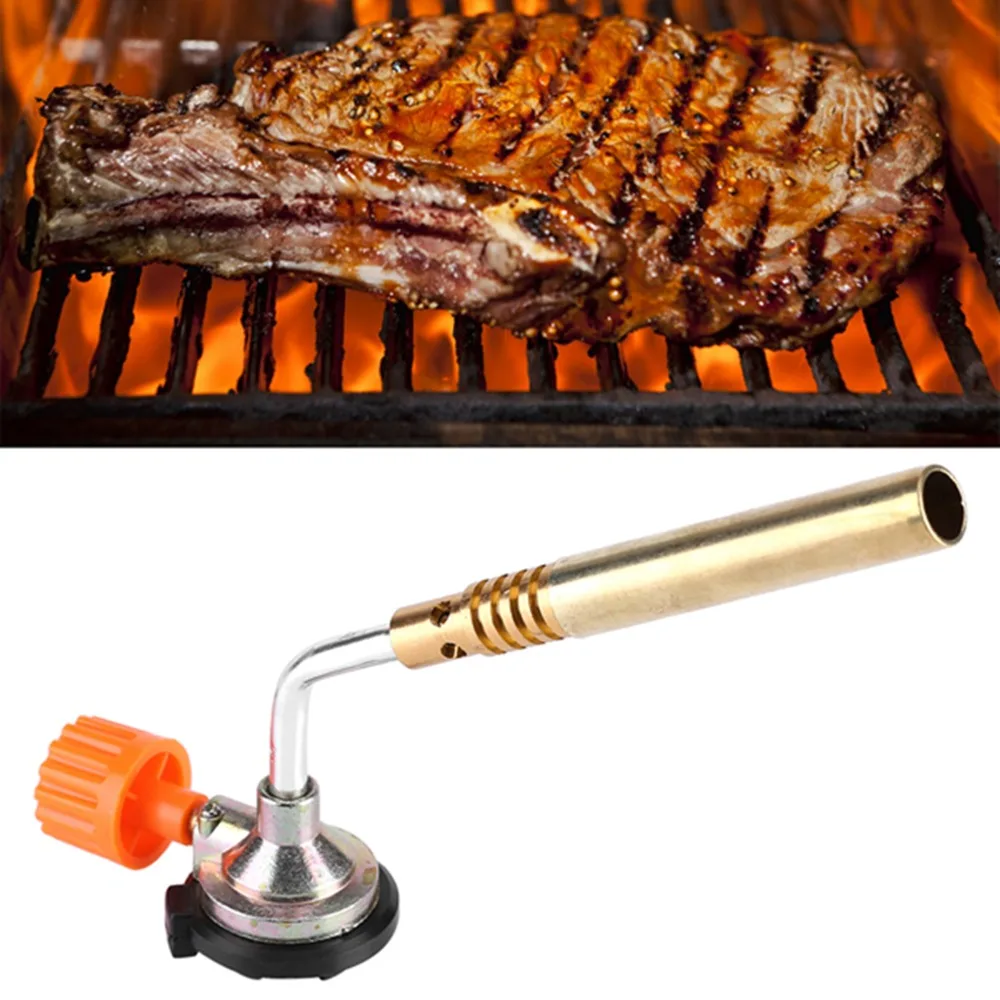 Durable High Temperature Butane Gas Torch Adjustable Flame Windproof Welding Torch Manual Ignition Culinary Torch Bbq